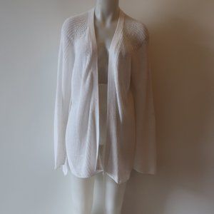 WOMENS CHRISTOPHER FISCHER WHITE LINEN OPEN CARDIGAN SWEATER SP *